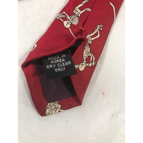 Anatomical Chart Co. Red Silk Skeletons Playing Sports Tie - Picture 2 of 5